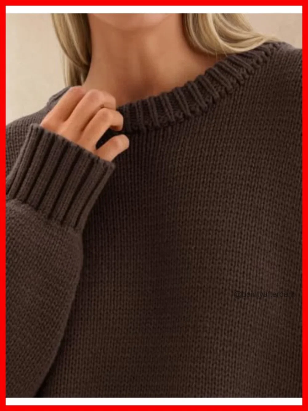 Oversized Chunky Cotton Blend Crewneck Pullover Sweater
